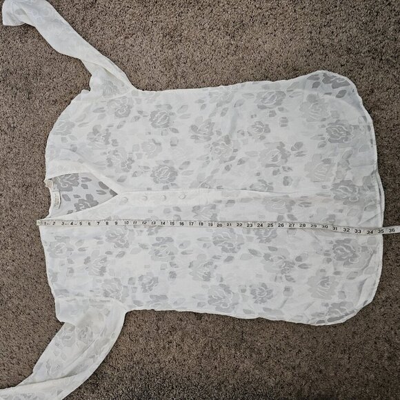Vintage Victoria's Secret Gold Label Ivory Floral Sheer Button Front Nightgown L - Picture 12 of 12